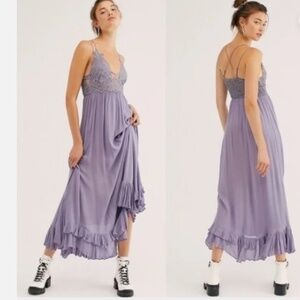 Free People Adella Slate Gray Maxi Long Slip Beach Dress Nwt XS